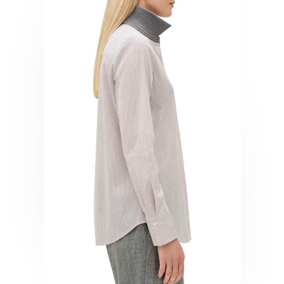 Lafayette 148 New York Pink Striped Button Down Shirt - Picture 5 of 12
